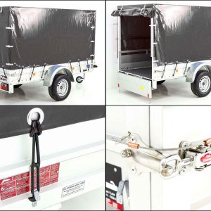 Koch Anhänger mit Plane 125x250cm 750kg | Typ U4 | Hochplane 140 cm Profi | Anthrazit – Bild 8